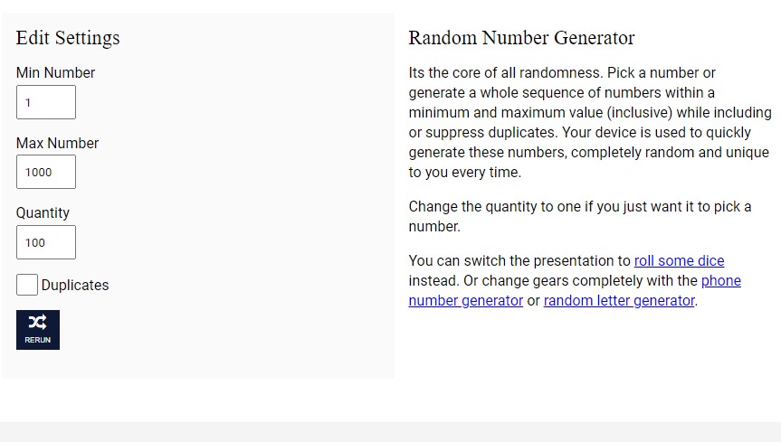 Random Number Generator for Sampling